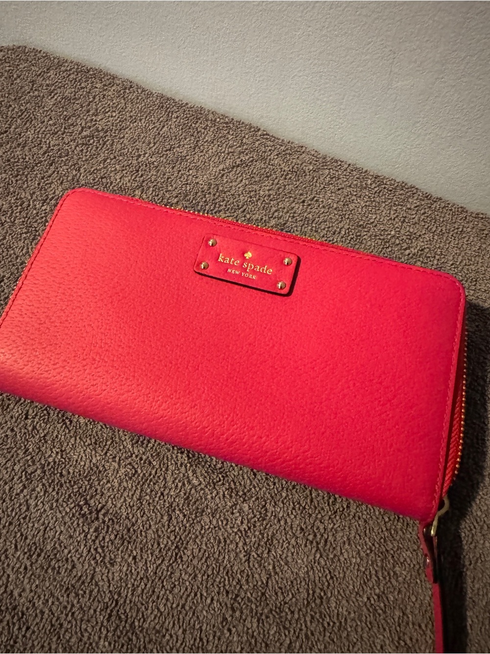 kate spade Bright Red Zip-Around Leather Wallet